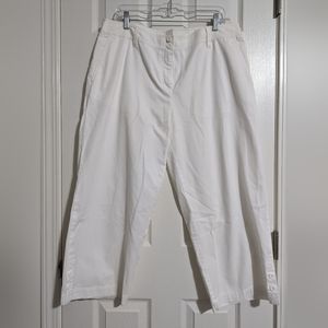 Eileen Fisher Large 100% Cotton Solid White Pants Breezy Beachy Spring Travel